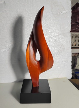 现代抽象实木雕塑摆件会所酒店样板房客厅玄关装饰摆饰软装艺术品