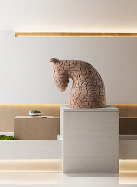 民宿酒店软装玄关抽象木雕动物摆件售楼中心样板间装饰雕塑艺术品