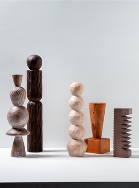 创意木雕工艺品样板间客厅玄关软装售楼处酒店雕塑艺术品装饰摆件