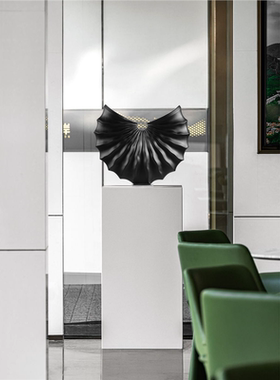 样板间玄关木雕工艺品摆件售楼部酒店大堂软装雕塑艺术装饰