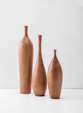 实木花瓶造型装饰摆件木质工艺品售楼部酒店样板间玄关软装艺术品
