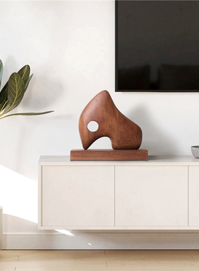 酒店样板间玄关抽象木雕艺术装饰品摆件客厅电视柜木质工艺品摆设
