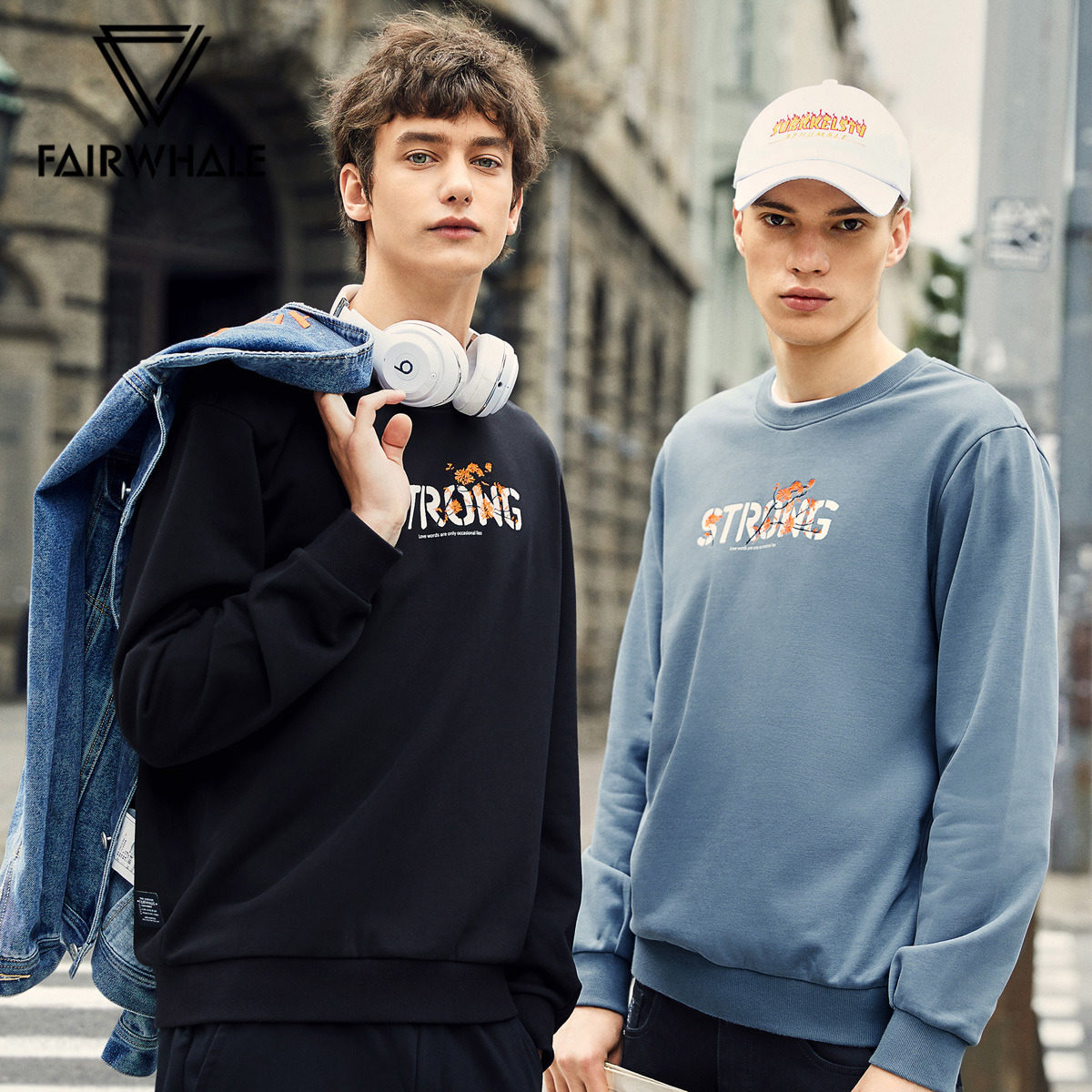 马克华菲圆领男春秋款雾霾蓝卫衣 马克华菲卫衣