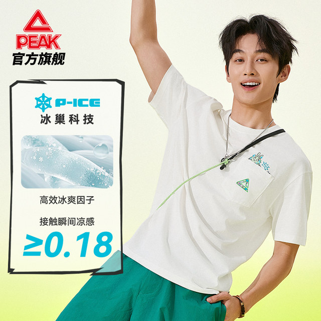 Peak Guochuang Pure i War God Ice Silk Short Sleeve T-shirt for men