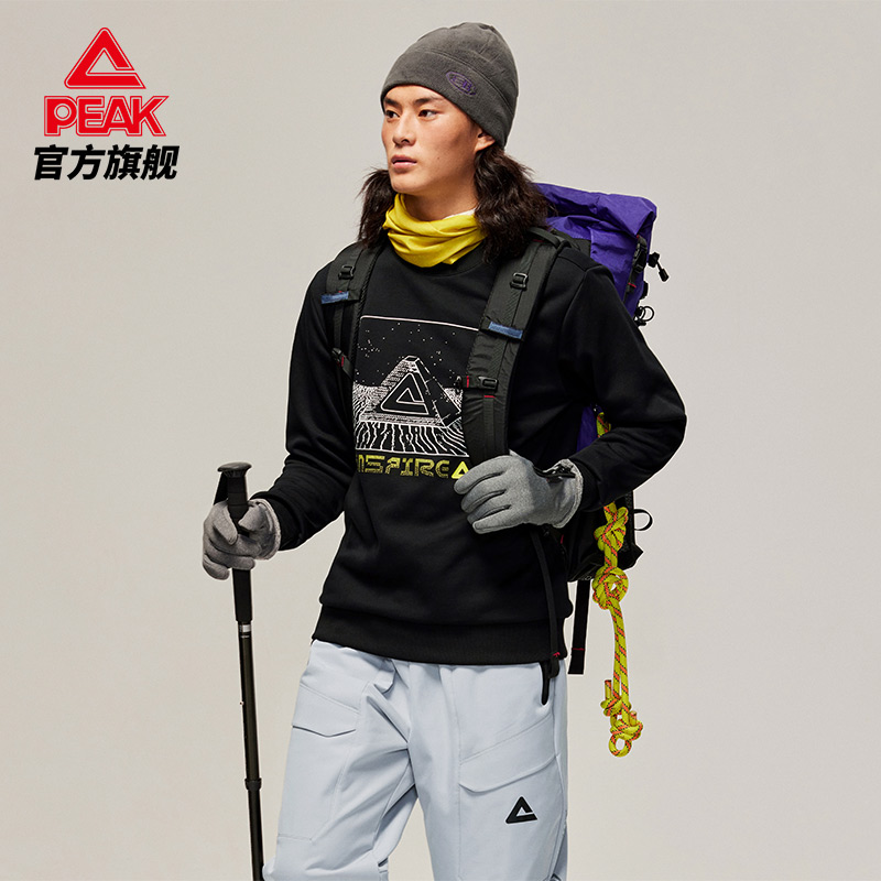 匹克启系列丨圆领加绒卫衣春新款防风保暖运动卫衣套头衫男