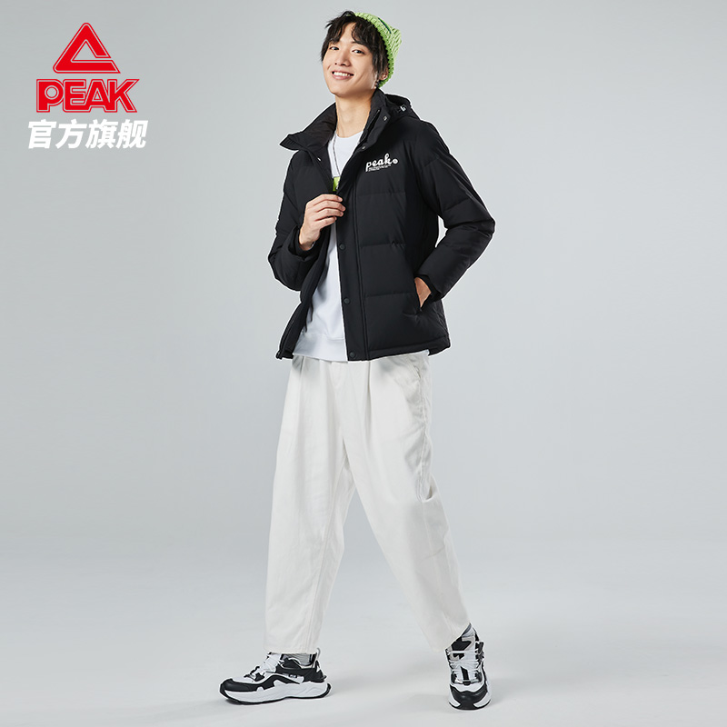 匹克官方旗舰店匹克加厚连帽羽绒服男士冬季新款防风单排扣保暖外套棉袄男装2