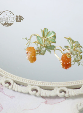非遗缠花南瓜古风珍珠防过敏耳钉