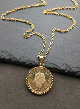 古饰汇女金币项链轻奢小众吊坠
