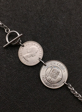 硬币项链luckycoin吊坠毛衣链
