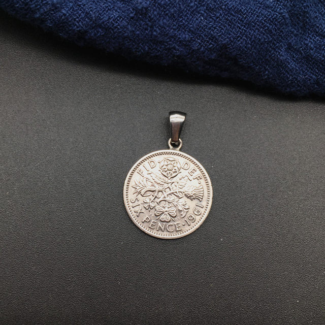 Genuine Lucky Coin British 6p Coin Pendant