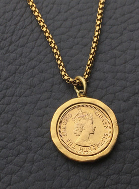 香港5仙硬币中古项链小众个性