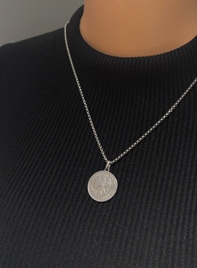 德国1马克鹰徽浮雕银色吊坠