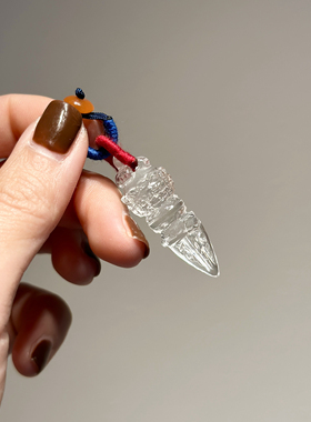 天然白水晶金刚橛卡子金刚橛长度约38mm搭配天然南红扣子