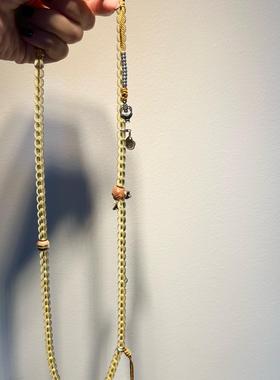 S925银蜜蜡圆珠珐琅蝴蝶项链