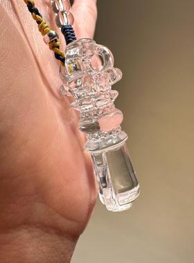 天然白水晶金轮项链搭配蜜蜡