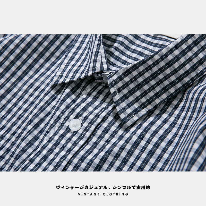 ANG2 BOUTIQUE/经典耐看百搭 日系男式千鸟格小格子宽松休闲衬衫 - 图2