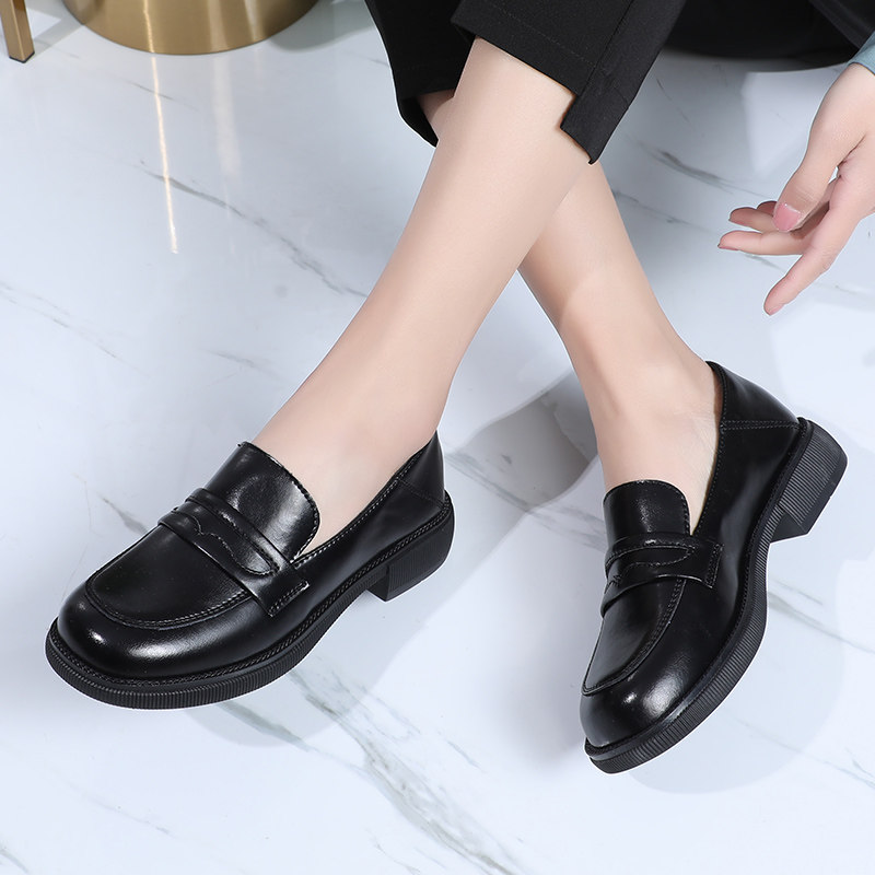 低跟软底软面牛皮单鞋真皮乐福鞋大码中年女式不累脚工作小黑皮鞋,淘宝优惠券,粉丝福利购,淘宝优惠卷