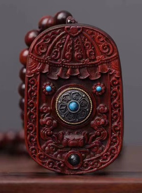 小叶紫檀度母观音菩萨牌挂件吊坠项链木雕佛牌挂坠牌子毛衣链送礼