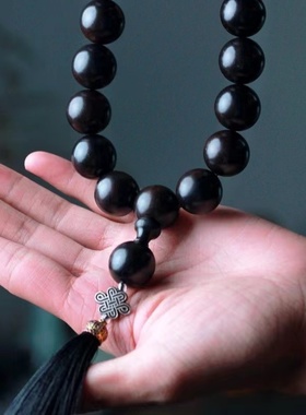 黑檀手持长串紫光檀乌木沉香木老料佛珠男女情侣文玩小叶紫檀车挂