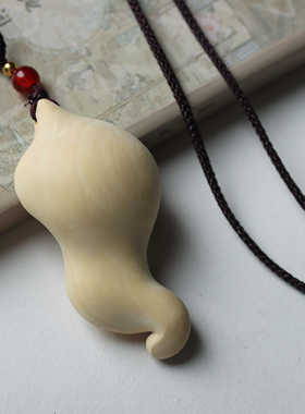 黄杨木雕刻荷叶观音项链吊坠男女款佛牌手把件柳叶观音脖挂车挂件