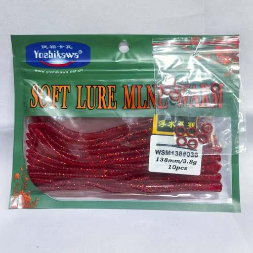 Yoshikawa吉川路亚鲈鱼软饵双尾面条虫浮沉水黑坑wacky软虫饵10条 - 图2