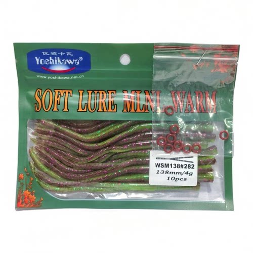 Yoshikawa吉川路亚鲈鱼软饵双尾面条虫浮沉水黑坑wacky软虫饵10条 - 图3