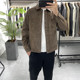 Multi-pocket lapel casual leather jacket for men