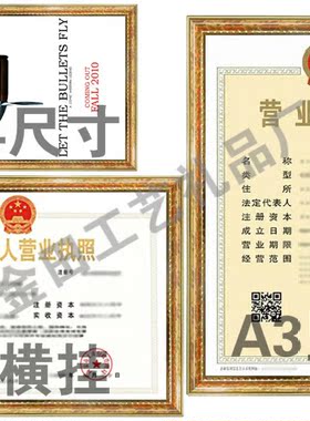金色塑料工商新版a3框营业执照框