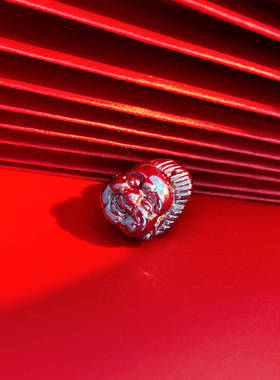 天然朱砂水晶弥勒佛头吊坠