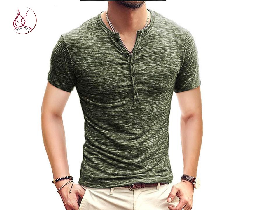 tshirts for men summer tops man t shirt 亨利领男短袖 T恤衫 - 图2