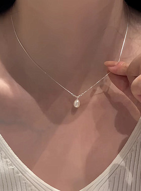 奥特莱斯折扣撤柜清仓法式细链碎银水滴珍珠锁骨链outlets女配饰
