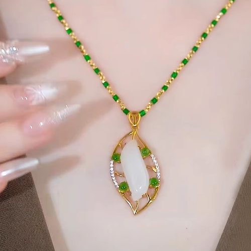 奥特莱斯折扣撤柜清仓捡漏店玉髓玉石美人腰吊坠项链outlets配饰 - 图3