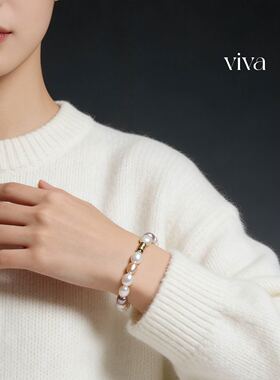 天然淡水珍珠彩色手串正品女孩女士粉色紫色磁吸扣日常学生高颜值