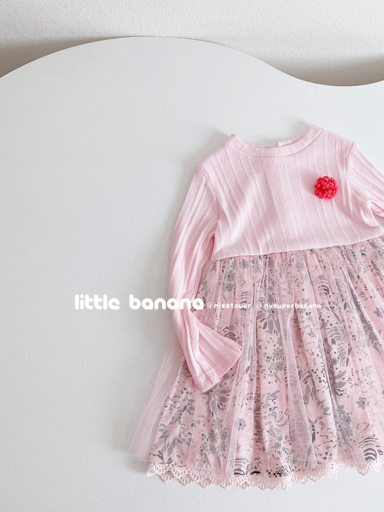 不打折韩国女童宝宝春秋针织拼接长袖喇叭袖胸花碎花纱裙连衣裙,淘宝优惠券,粉丝福利购,淘宝优惠卷