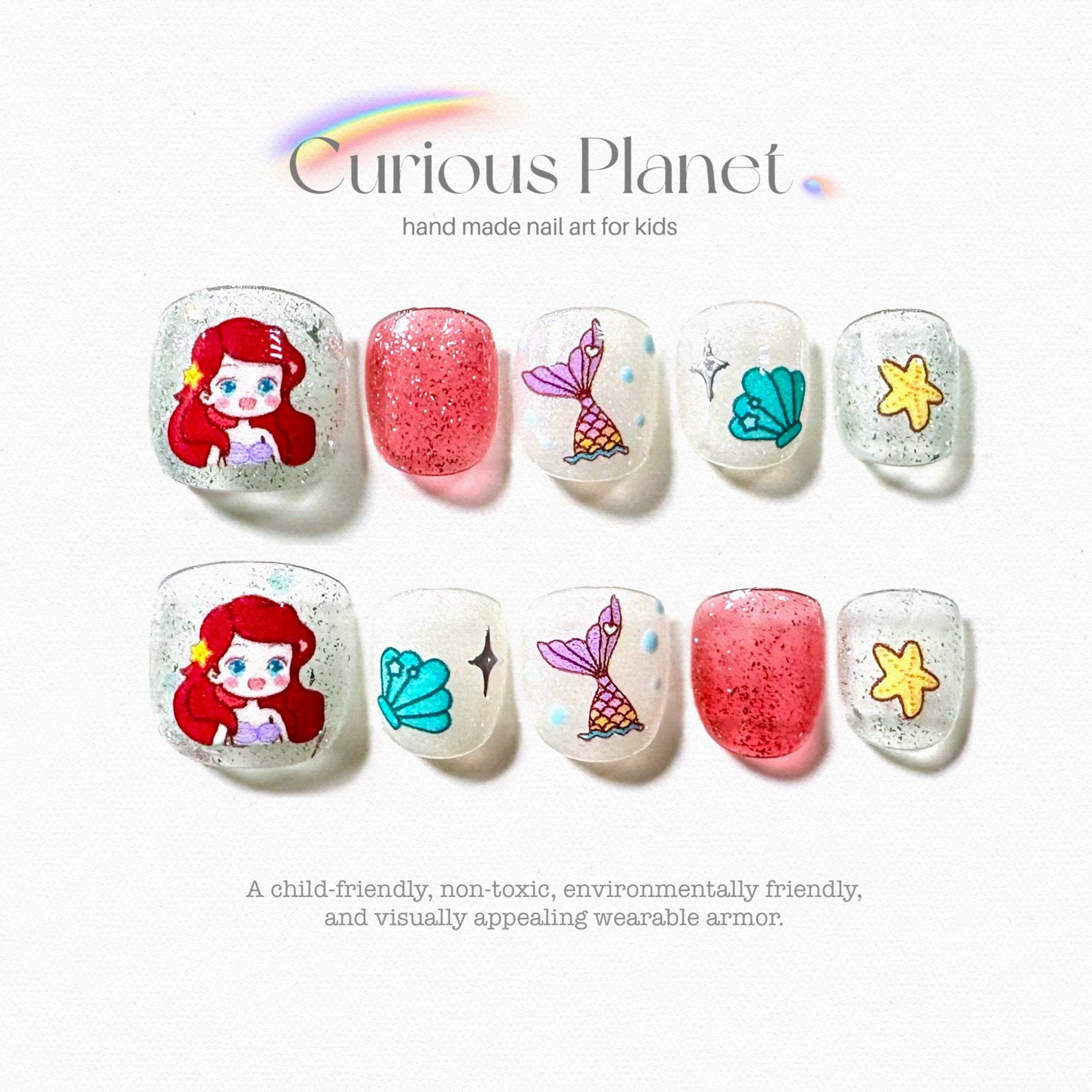 爱莎公主穿戴甲儿童艾莎美甲贴蓝色亮片短款指甲贴送女儿生日礼物,淘宝优惠券,粉丝福利购,淘宝优惠卷