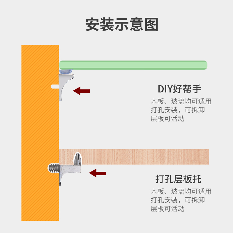 衣柜隔板钉粒搁板支架活动木板托架酒柜玻璃固定拖层板托家具配件 - 图1