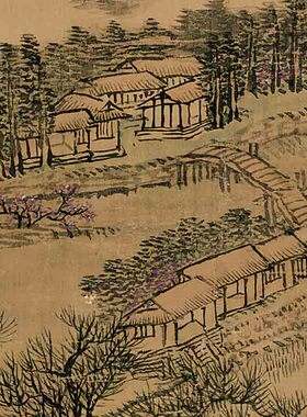 风景装裱新中式新古典卷轴客厅