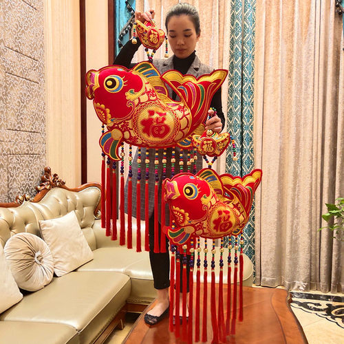 新款中国结鱼挂件特色名族风春节挂饰大号年年有余新年装饰对联 - 图0