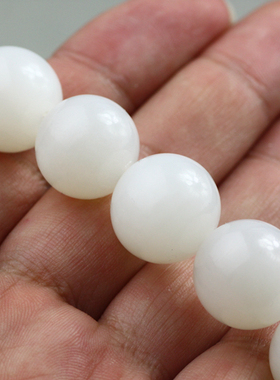 【批量】87.5g脂白青海料圆珠手链16mm直径