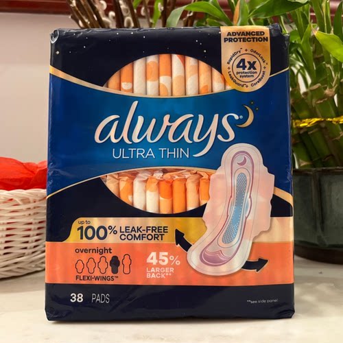 现货 美国Always ultra thin超薄网面日用夜用卫生巾48片可选 - 图0