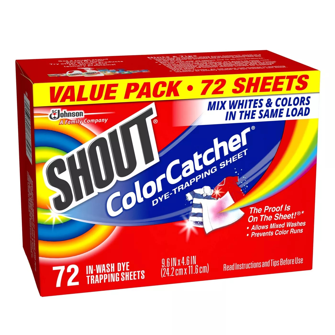 现货美国正品庄臣Shout Color Catcher 防染色洗衣纸锁色护色72片 - 图3