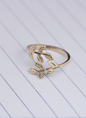 日韩风橄榄枝小树叶关节尾戒品厂