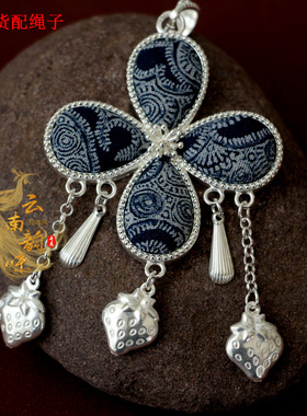 蜡染项链吊坠民族风绣花挂件脖链