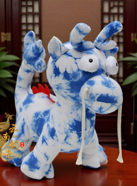 民族风布艺扎染蓝染家居摆件