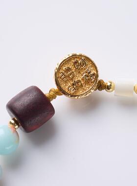 敦煌色彩天然寿山石手链新中式招财纳福多宝手饰国风小众漂亮独特