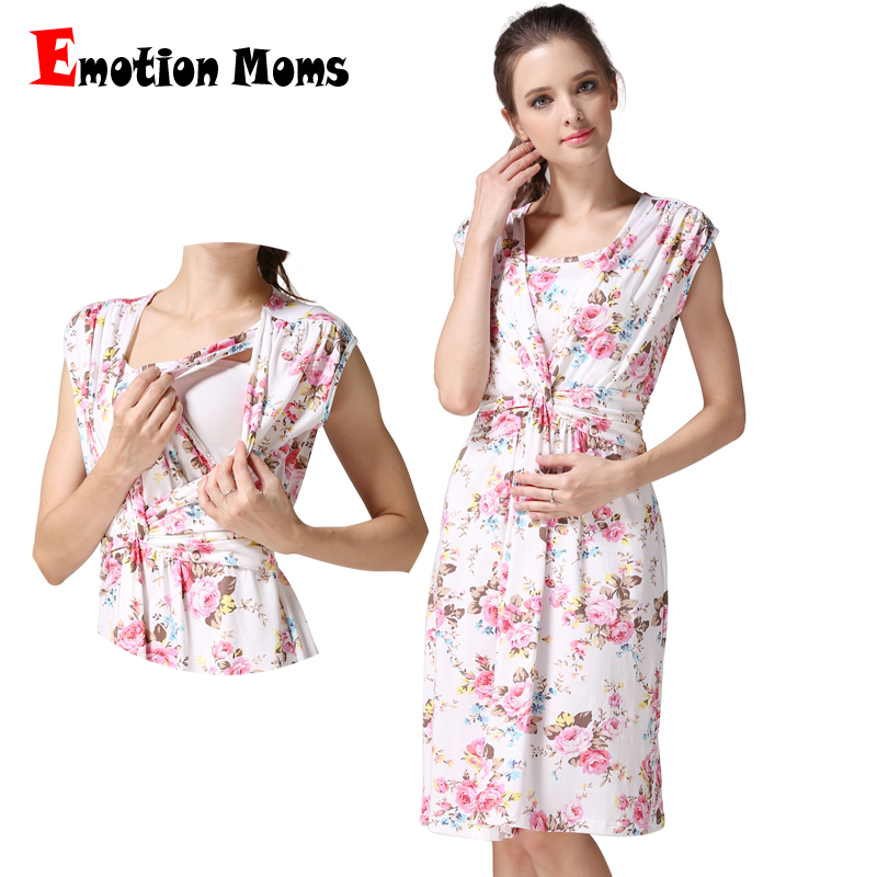Emotion Moms【純棉】外出時尚哺乳裙夏連衣裙歐美風孕婦裝哺乳衣