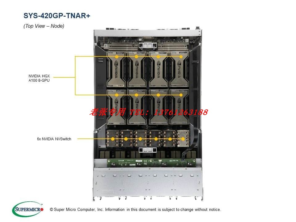 超微SYS-420GP-TNAR+HGX TESLA A100 80G NVlink SXM*8整机服务器 - 图0