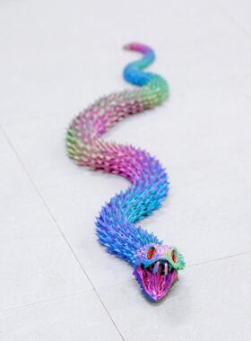 3D打印超长张嘴蛇玩具桌面摆件立体小动物成品模型关节可动装饰品