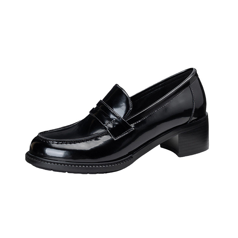 ins店主力荐！巨好穿~真皮圆头一脚蹬乐福鞋女中跟通勤小皮鞋粗跟,淘宝优惠券,粉丝福利购,淘宝优惠卷