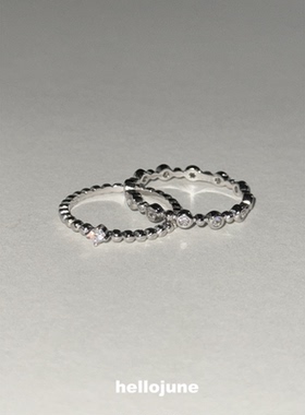 hellojune s925 5A锆石 精工迷你小圆钻间隔复古细戒 叠戴细银戒